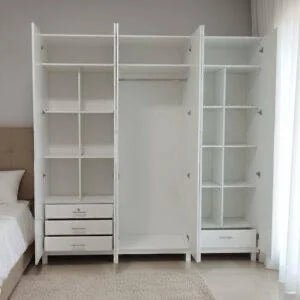 Modern 6 - Door Wardrobe | Mirrored Center Panels | Brand New - althahanifurniture