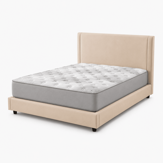 Modern Beige Upholstered Super King Bed with Englander BodiForm GEL Mattress - Al Thahani Furniture