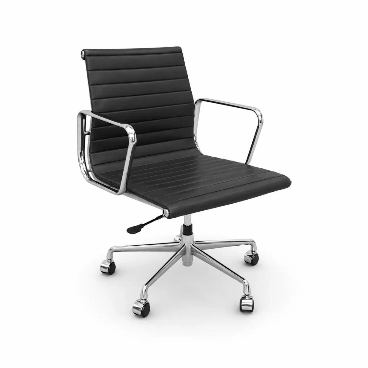 Modern Black Boardroom Table Set with Eames Aluminum Group Chairs - used 5 months - Al Thahani Furniture