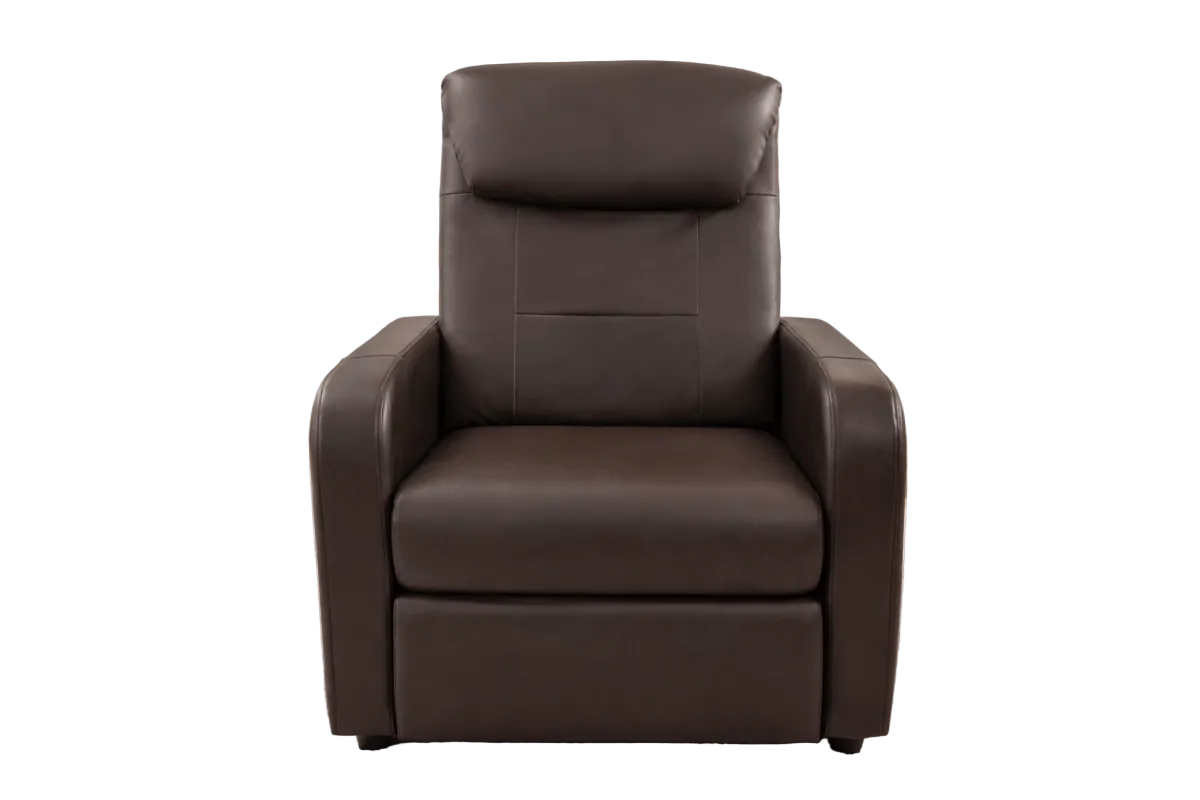 Modern Brown PU Leather Recliner | Manual Push - Back | Plush Comfort - althahanifurniture