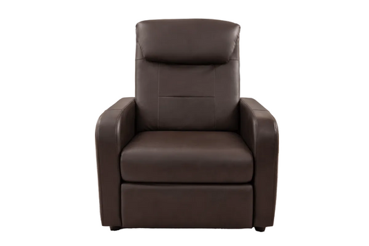 Modern Brown PU Leather Recliner | Manual Push - Back | Plush Comfort - althahanifurniture