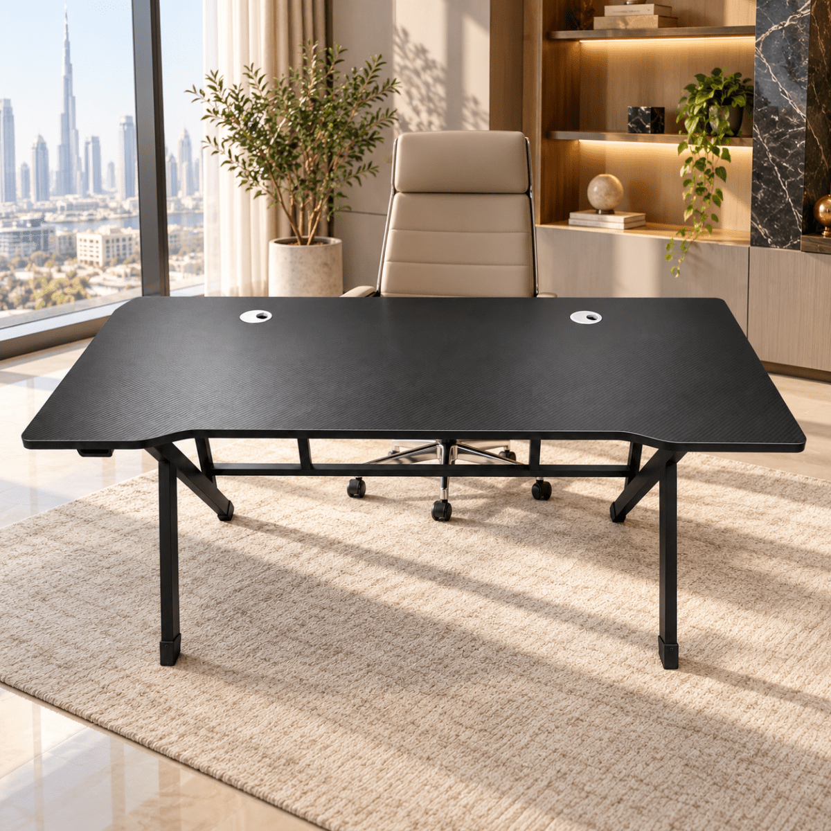Modern Carbon-Fiber Style Gaming & Computer Desk – Black - Al Thahani Furniture