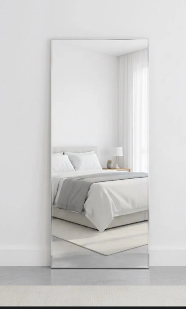 Modern Full - Length Floor Mirror | Slim Silver Frame - althahanifurniture