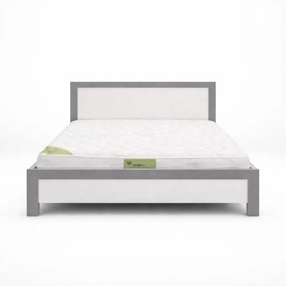 Modern King Bed Frame with Mattress – White & Grey – MDF Wood – 180x200 cm – Brand New - althahanifurniture