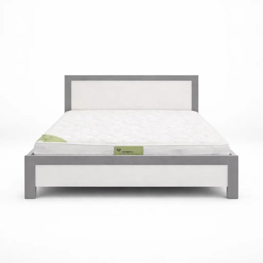 Modern King Bed Frame with Mattress – White & Grey – MDF Wood – 180x200 cm – Brand New - althahanifurniture
