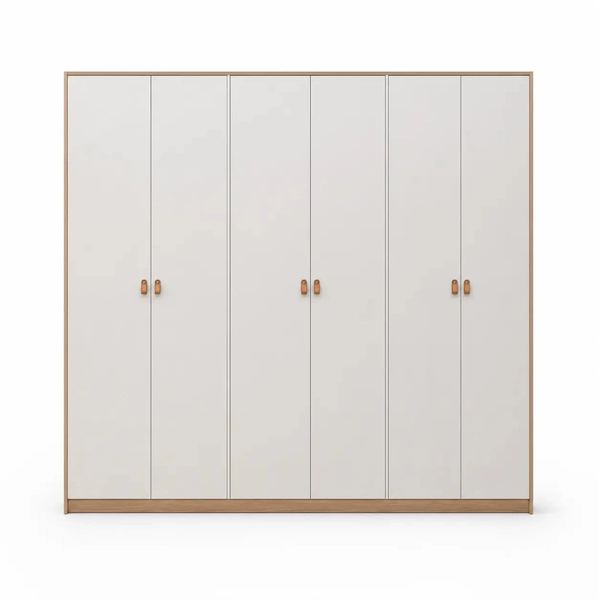 Modern Minimalist 6-Door Wardrobe | White & Oak - used 7 months - Al Thahani Furniture