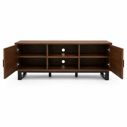 Modern TV Console | Dark Wood Chevron Pattern - used 7 months - Al Thahani Furniture