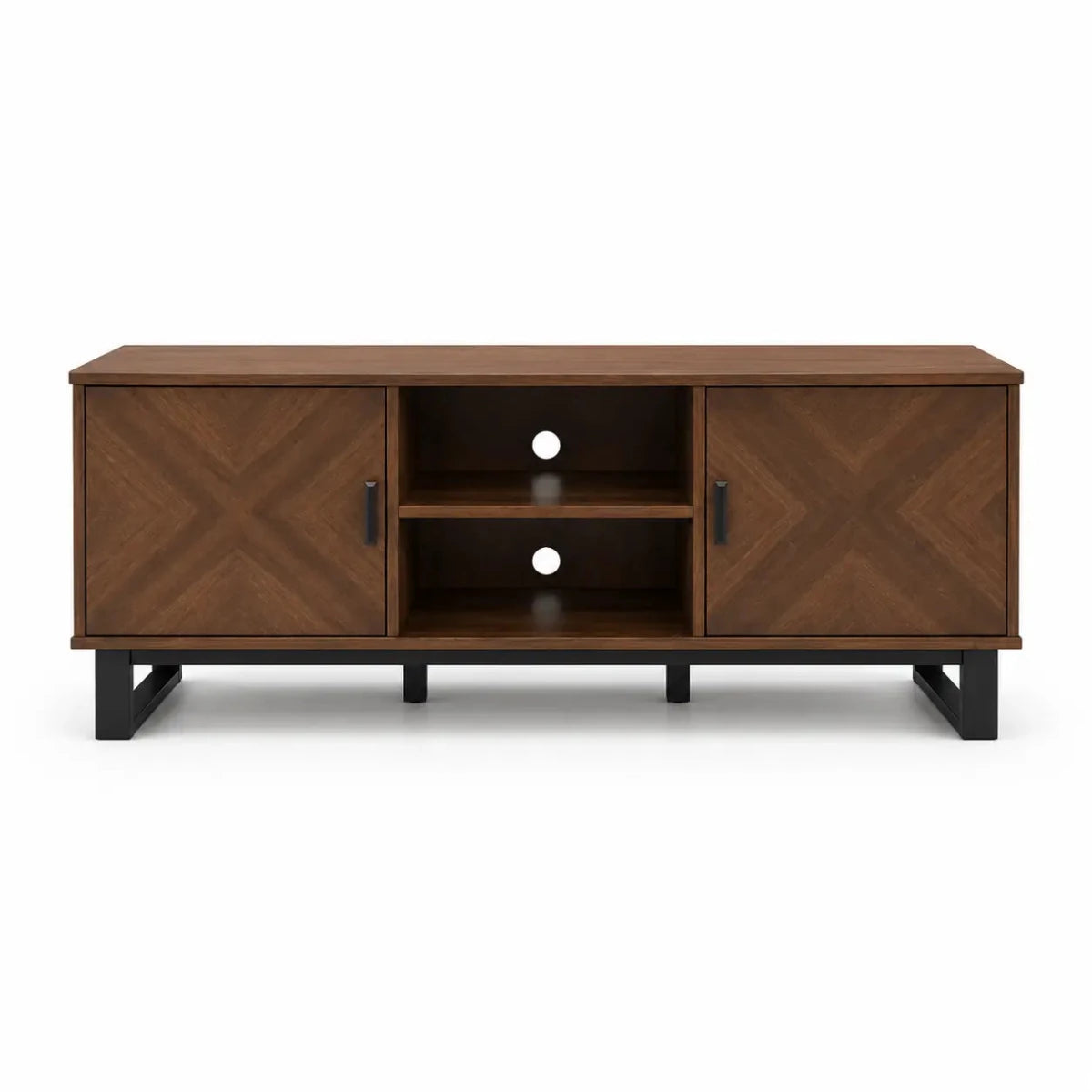 Modern TV Console | Dark Wood Chevron Pattern - used 7 months - Al Thahani Furniture