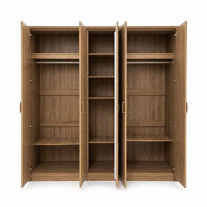 Movo Cuba 5-Door Wardrobe with Mirror | Wood Finish - Al Thahani Furniture