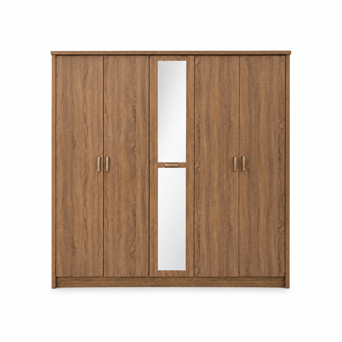 Movo Cuba 5-Door Wardrobe with Mirror | Wood Finish - Al Thahani Furniture