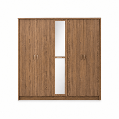 Movo Cuba 5-Door Wardrobe with Mirror | Wood Finish - Al Thahani Furniture