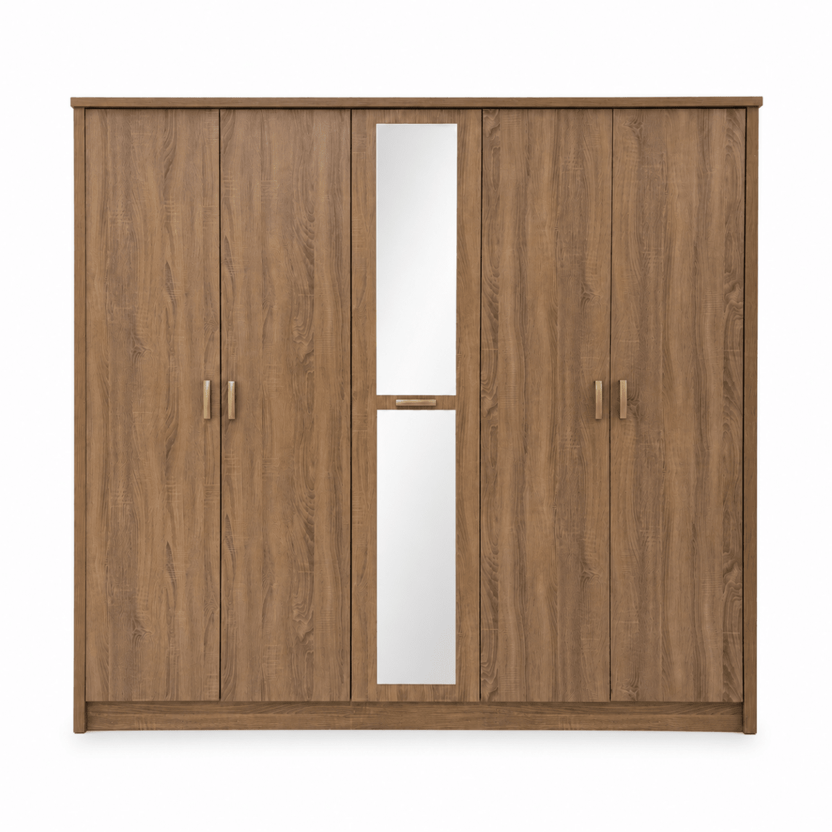 Movo Cuba 5-Door Wardrobe with Mirror | Wood Finish - Al Thahani Furniture