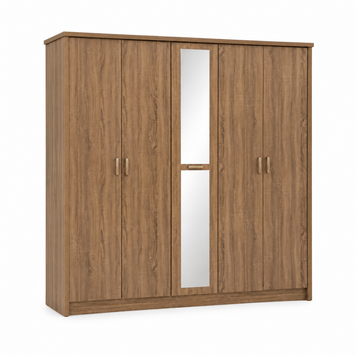 Movo Cuba 5-Door Wardrobe with Mirror | Wood Finish - Al Thahani Furniture