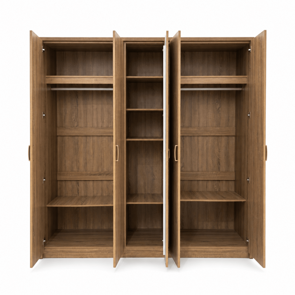 Movo Cuba 5-Door Wardrobe with Mirror | Wood Finish - Al Thahani Furniture