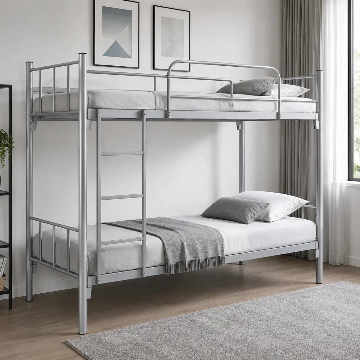 Nad Furniture HK2 Steel Bunk Bed | Silver, 190x90x170 cm, No Mattress - Al Thahani Furniture