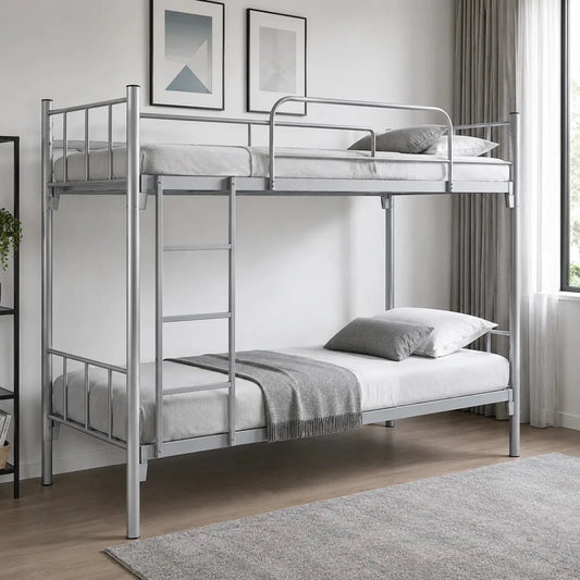 Nad Furniture HK2 Steel Bunk Bed | Silver, 190x90x170 cm, No Mattress - Al Thahani Furniture