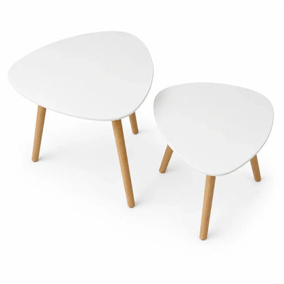 Nesting Coffee Tables | White MDF with Wooden Legs, Set of 2 - used 3 months - Al Thahani Furniture