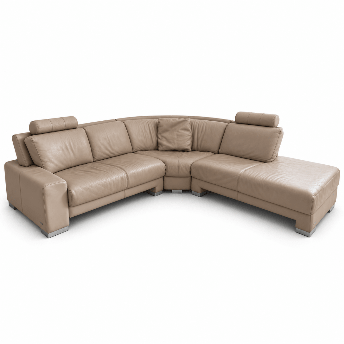 Nicoletti Italia 4-Seater Leather Sectional Sofa with Chaise | Beige | Made in Italy - Al Thahani Furniture