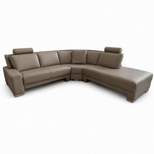 Nicoletti Italia 4-Seater Leather Sectional Sofa with Chaise | Beige | Made in Italy - Al Thahani Furniture