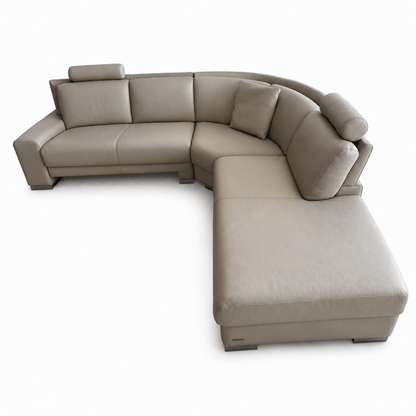Nicoletti Italia 4-Seater Leather Sectional Sofa with Chaise | Beige | Made in Italy - Al Thahani Furniture