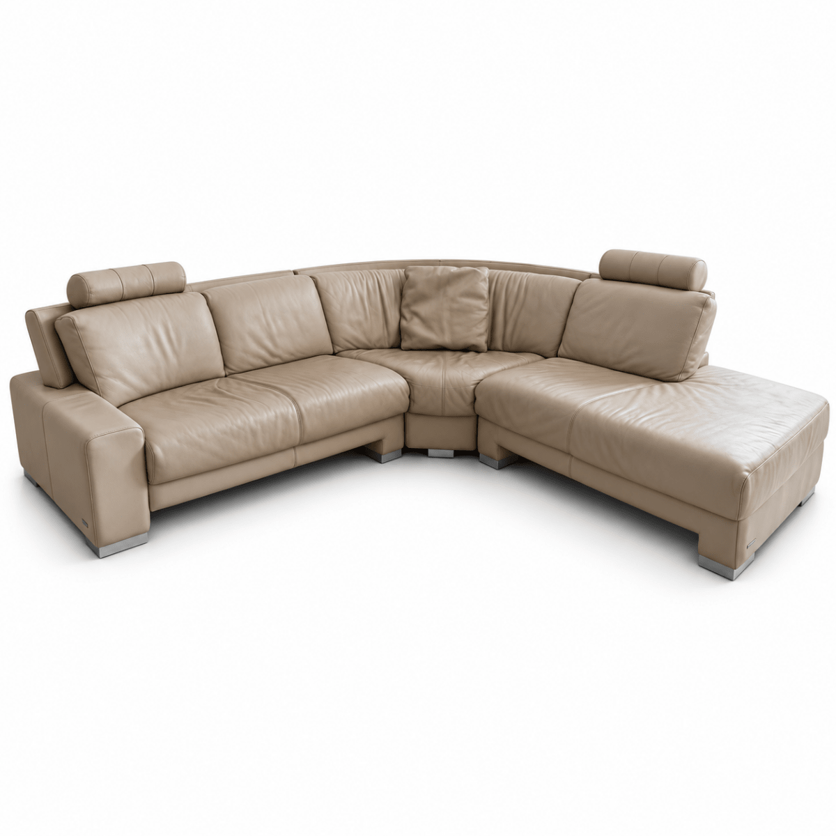 Nicoletti Italia 4-Seater Leather Sectional Sofa with Chaise | Beige | Made in Italy - Al Thahani Furniture