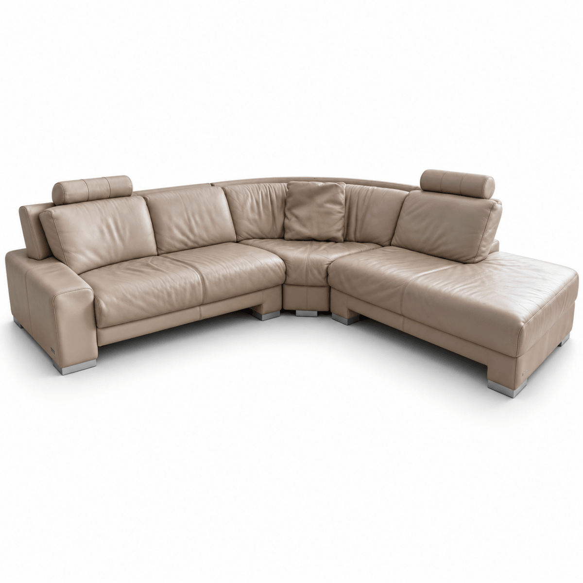 Nicoletti Italia 4-Seater Leather Sectional Sofa with Chaise | Beige | Made in Italy - Al Thahani Furniture