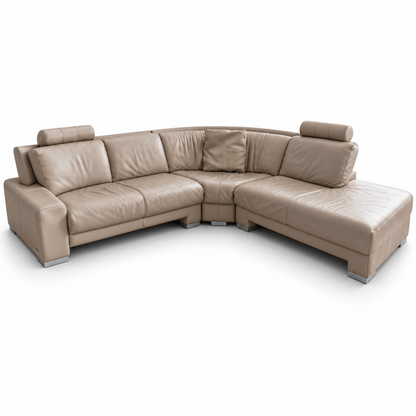 Nicoletti Italia 4-Seater Leather Sectional Sofa with Chaise | Beige | Made in Italy - Al Thahani Furniture