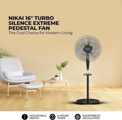 Nikai 16‑Inch Pedestal Fan | 45W High‑Performance Copper Motor - althahanifurniture