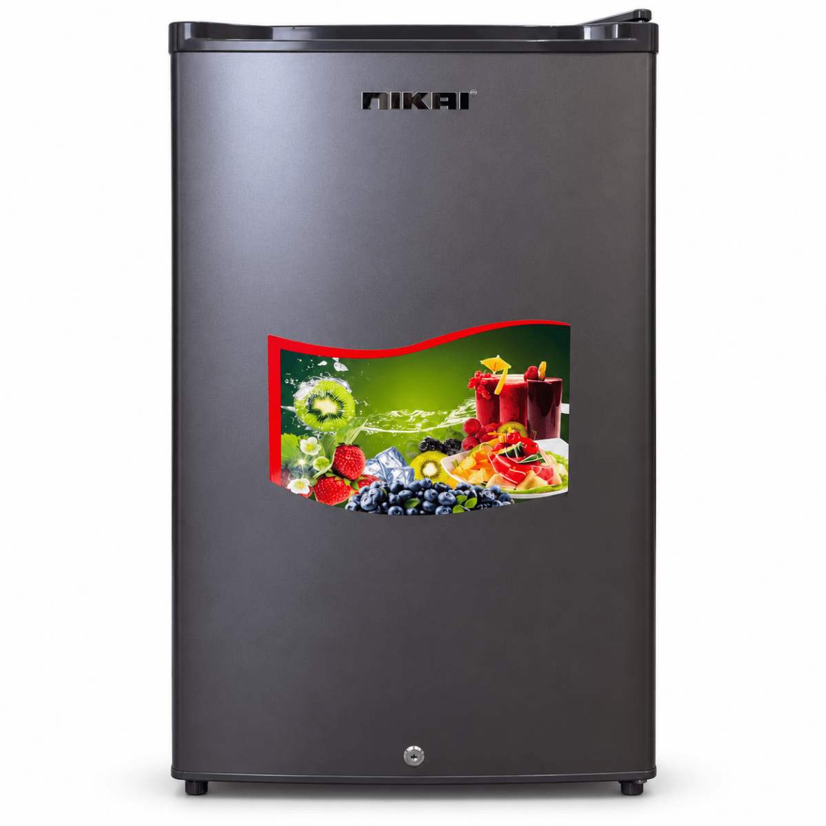 Nikai NRF130SS1 Single-Door Mini Refrigerator – Dark Silver - Al Thahani Furniture