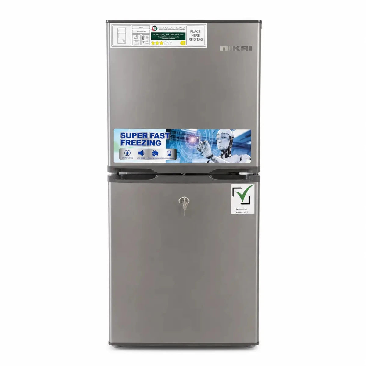 Nikai NRF190DN4S Double-Door Refrigerator | 190L Gross, Dark Silver - used 3 months - Al Thahani Furniture