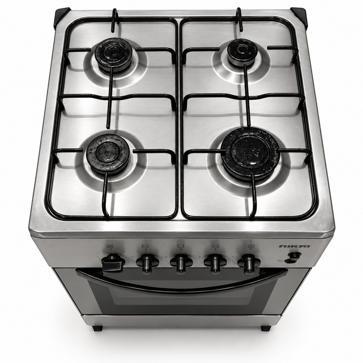 Nikai U2110N5SA 4-Burner Freestanding Gas Cooker with Oven – 50 × 50 cm – Silver - Al Thahani Furniture