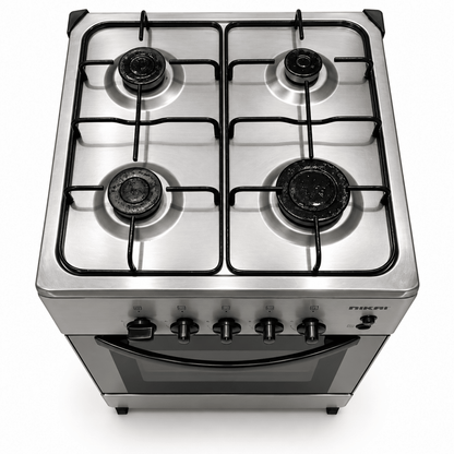 Nikai U2110N5SA 4-Burner Freestanding Gas Cooker with Oven – 50 × 50 cm – Silver - Al Thahani Furniture