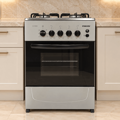 Nikai U2110N5SA 4-Burner Freestanding Gas Cooker with Oven – 50 × 50 cm – Silver - Al Thahani Furniture