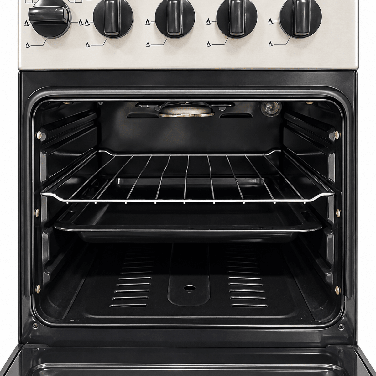 Nikai U2110N5SA 4-Burner Freestanding Gas Cooker with Oven – 50 × 50 cm – Silver - Al Thahani Furniture