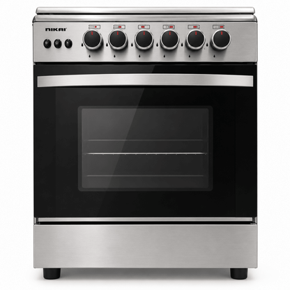 Nikai U6068FSE1 60×60 cm 4-Burner Full Safety Gas Cooker with Oven & Grill – Stainless Steel - Al Thahani Furniture
