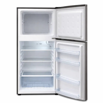 Nobel 132L Double Door Refrigerator – Stainless Steel Finish, Rapid Cooling, Energy - Saving Compressor, 125x45x49 cm - althahanifurniture