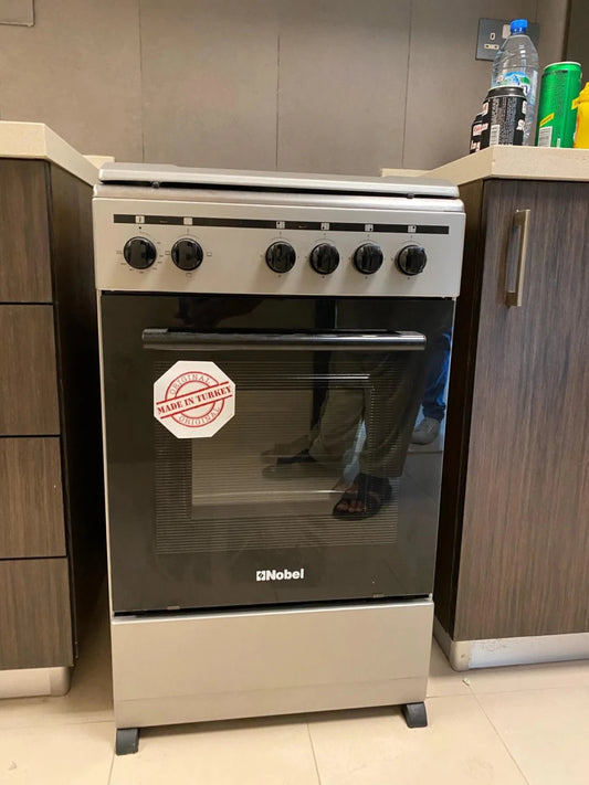 Nobel 50cm Freestanding Electric Cooker | 4‑Burner Hob | Large Oven with Grill | Stainless Steel - althahanifurniture