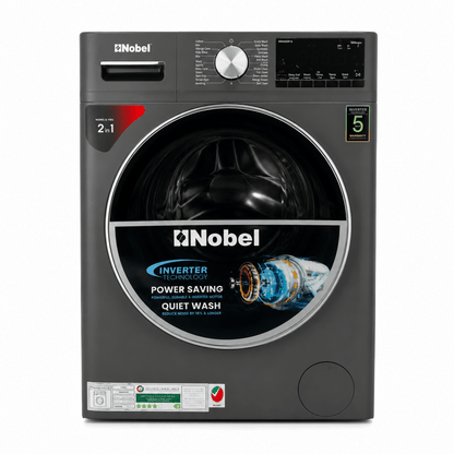 Nobel NWM860FS Front Load Washer Dryer Combo | 8kg/5kg, BLDC Inverter, 1400 RPM - used 5 months - Al Thahani Furniture