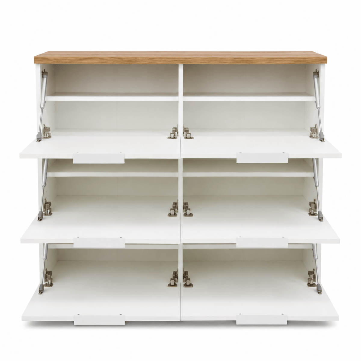Nordic 28-Pair 6-Door Shoe Cabinet – White &amp; Oak - Al Thahani Furniture