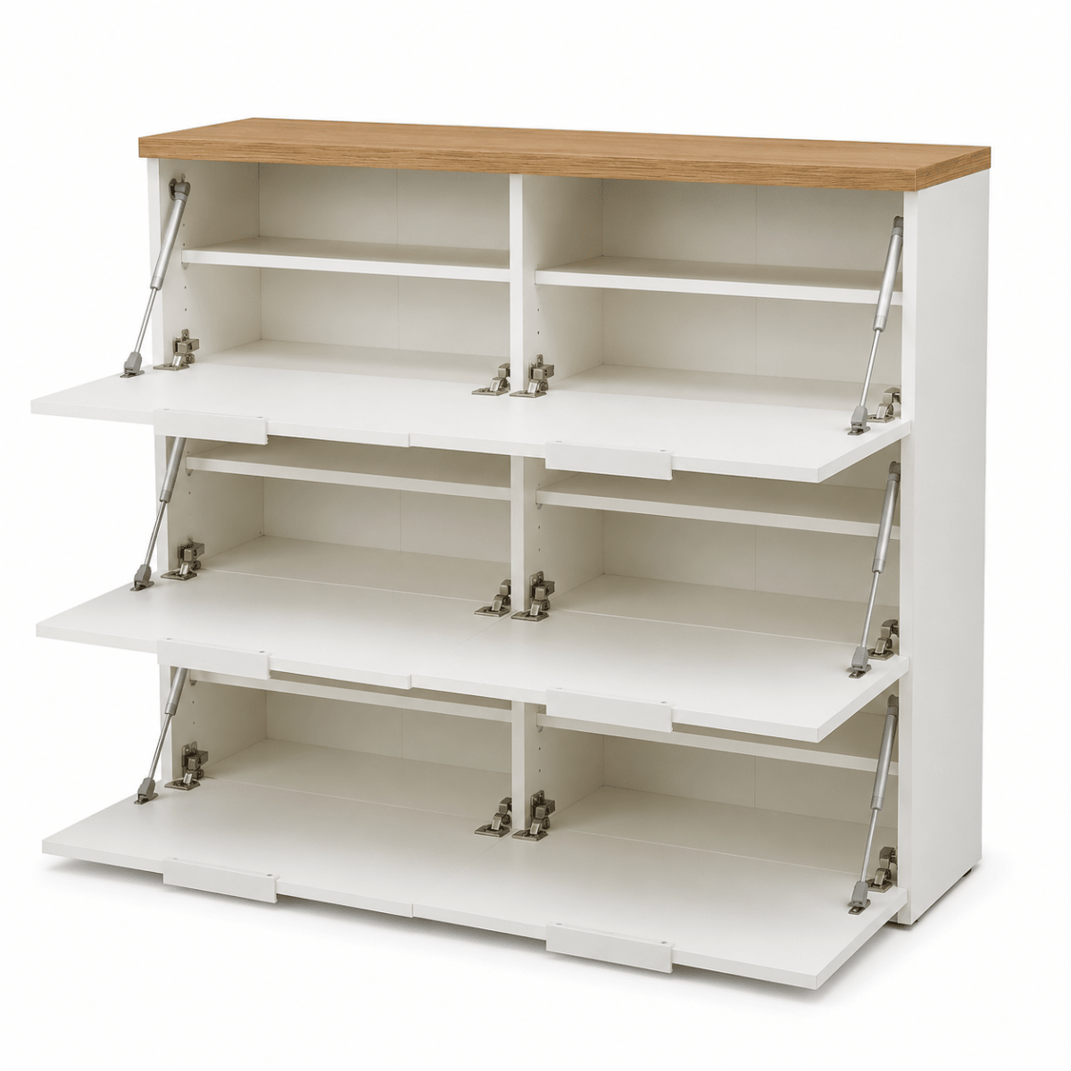 Nordic 28-Pair 6-Door Shoe Cabinet – White &amp; Oak - Al Thahani Furniture