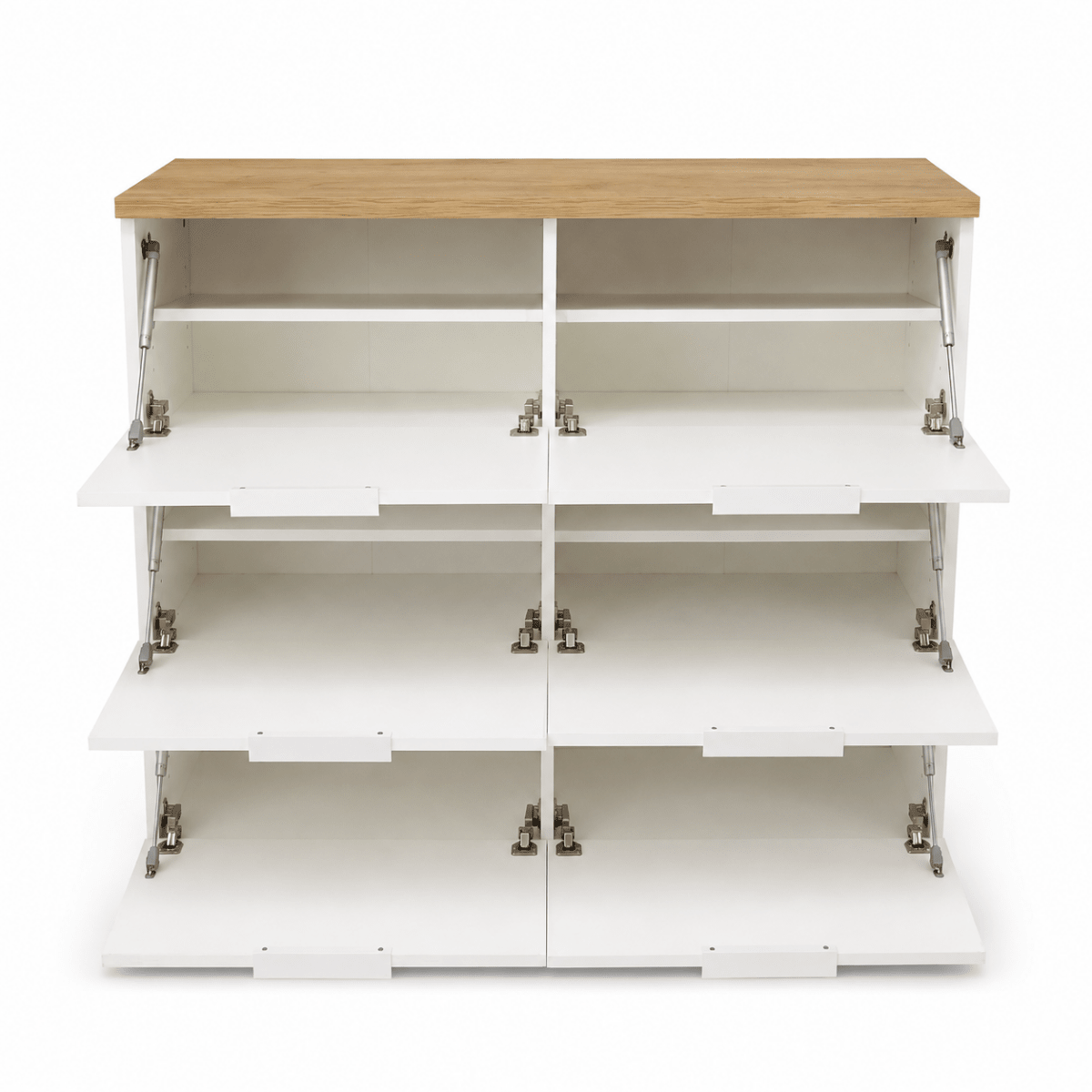 Nordic 28-Pair 6-Door Shoe Cabinet – White &amp; Oak - Al Thahani Furniture