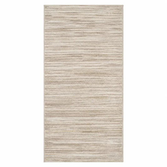 Nourison Elation Neutral Striped Runner Rug | 100x300 cm - used 2 months - Al Thahani Furniture