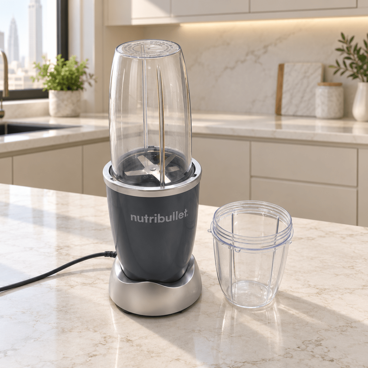 NutriBullet Original Personal Blender with 2 Blending Cups – Dark Grey - Al Thahani Furniture