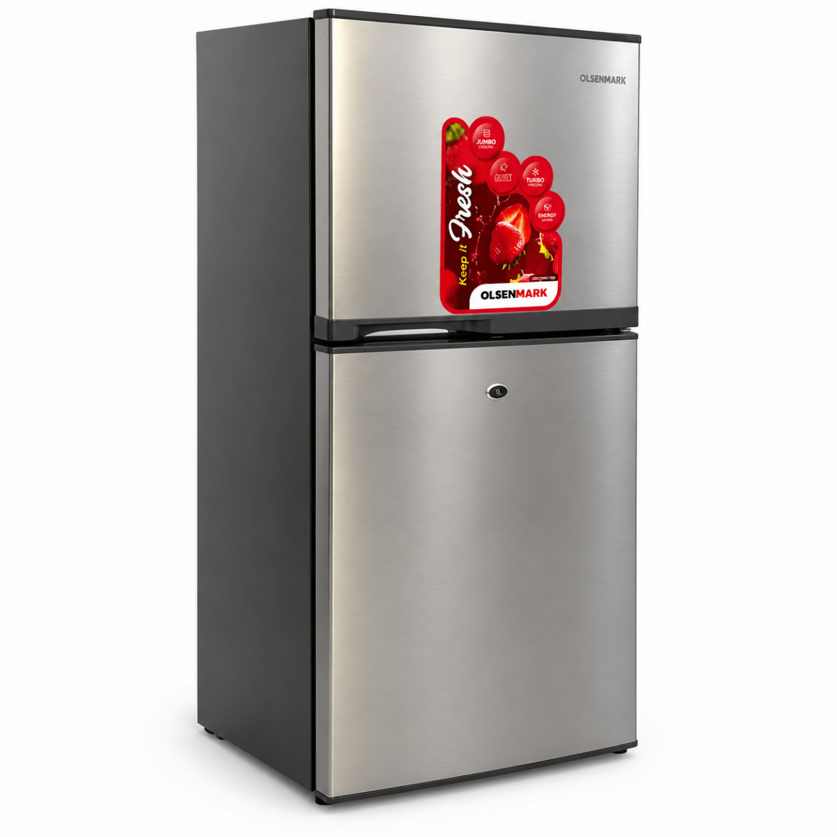 Olsenmark OMRF5002-180L Double Door Refrigerator with Top Freezer – Silver - Al Thahani Furniture