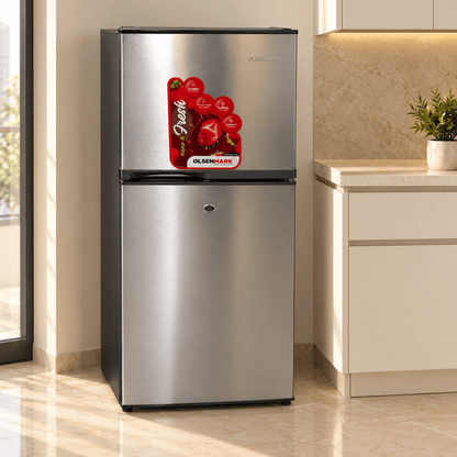 Olsenmark OMRF5002-180L Double Door Refrigerator with Top Freezer – Silver - Al Thahani Furniture