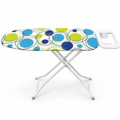 Orbit Foldable Ironing Board with Iron Rest – Blue & Lime Circle Print - Al Thahani Furniture