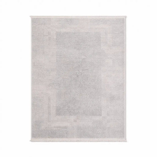 Padişah Halı Evidence Rug – Modern Geometric Design, Light Gray & Cream, 80x150 cm - althahanifurniture