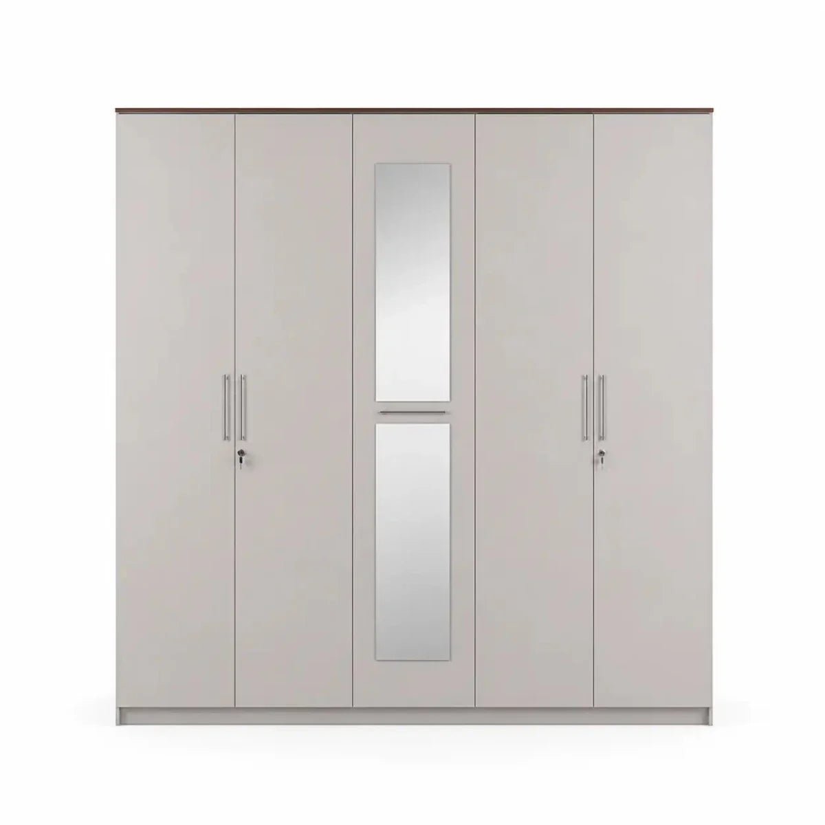 PAN Emirates Complete King Bedroom Set with 5-Door Mirrored Wardrobe & Visco-Gel Mattress - Al Thahani Furniture
