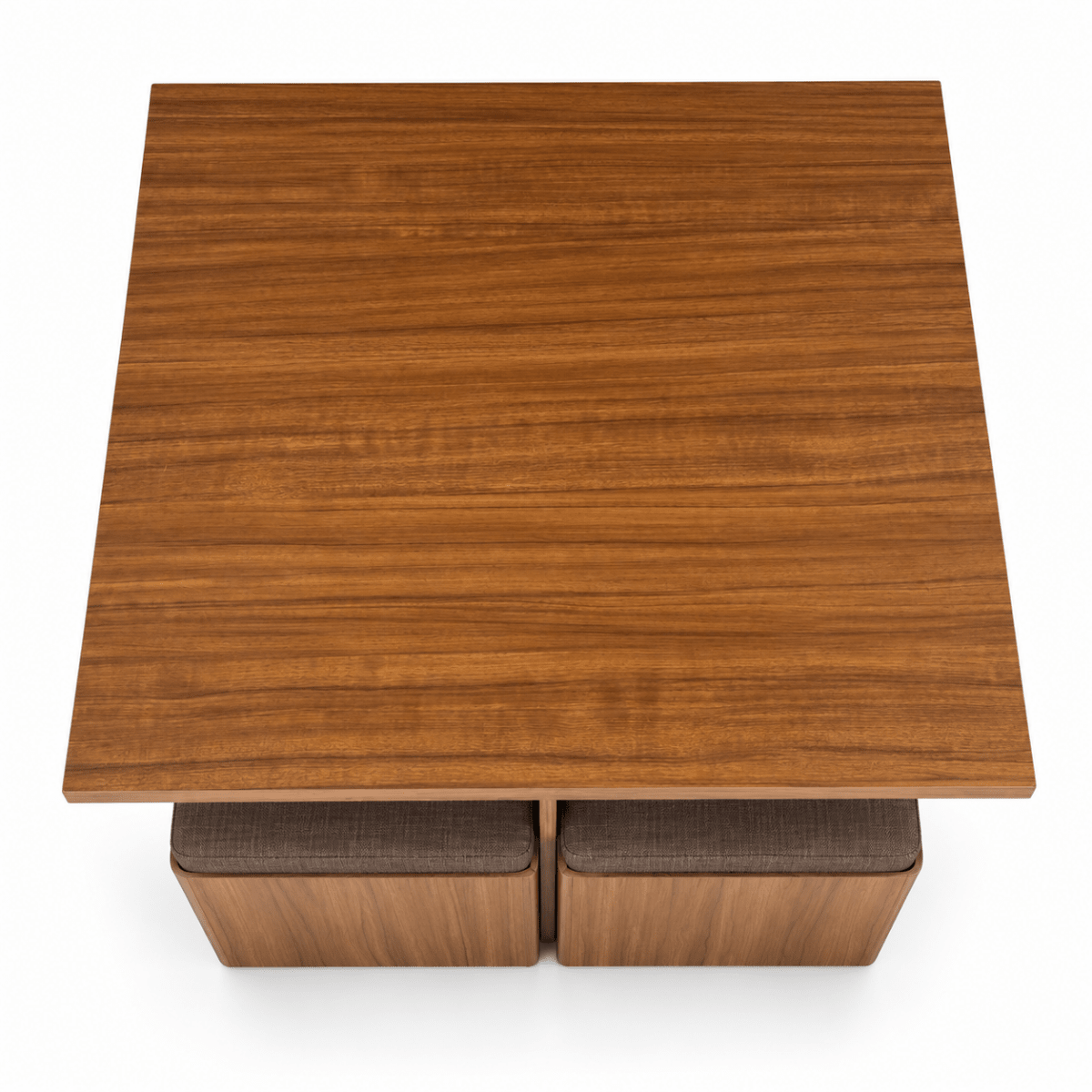 PAN Home 4-Seater Square Dining Table with 4 Storage Stools – Walnut Brown - Al Thahani Furniture