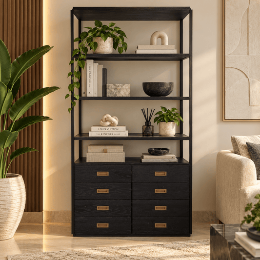 PAN Home 8-Drawer Storage & Display Shelving Unit – Natural Black - Al Thahani Furniture
